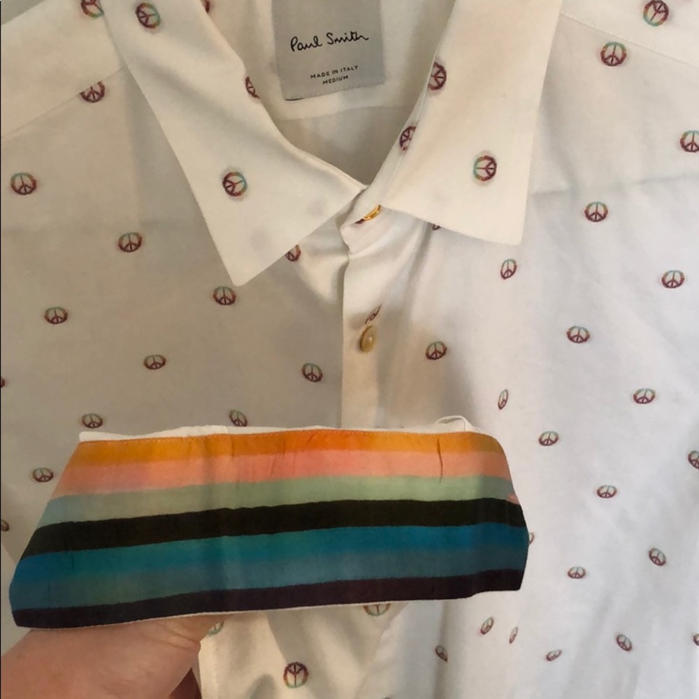 Mens Paul Smith Multi Color Peace Button Up
